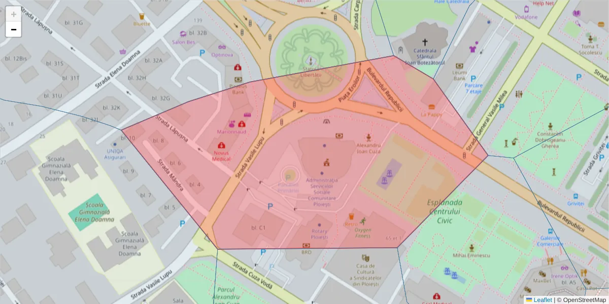 Hartă a codului poștal  și a codurilor poștale învecinate