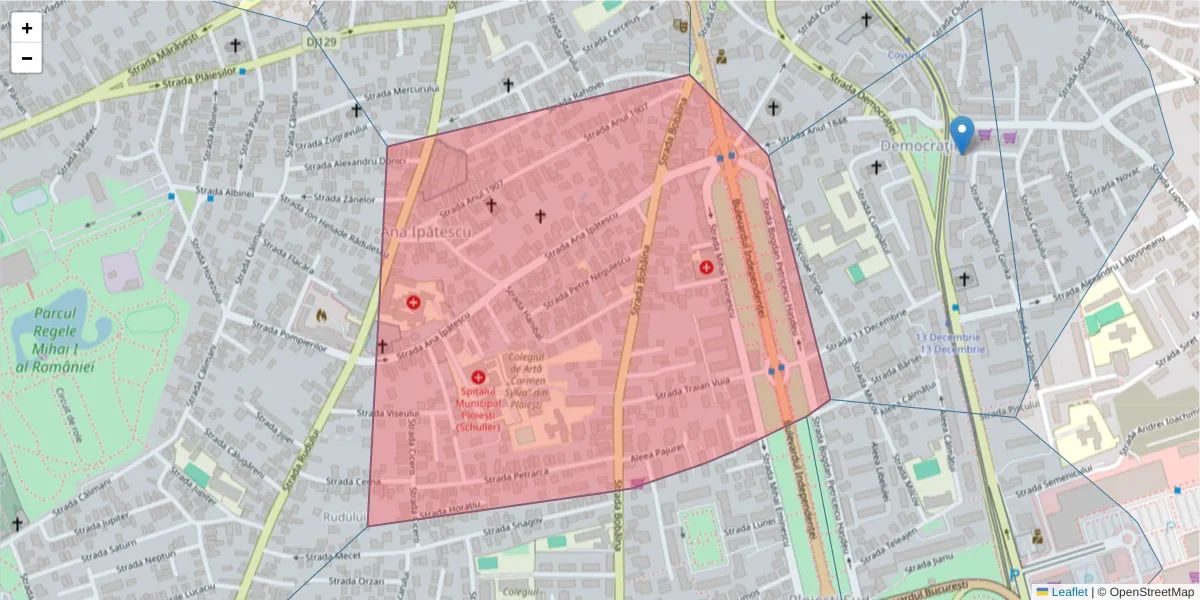 Hartă a codului poștal  și a codurilor poștale învecinate