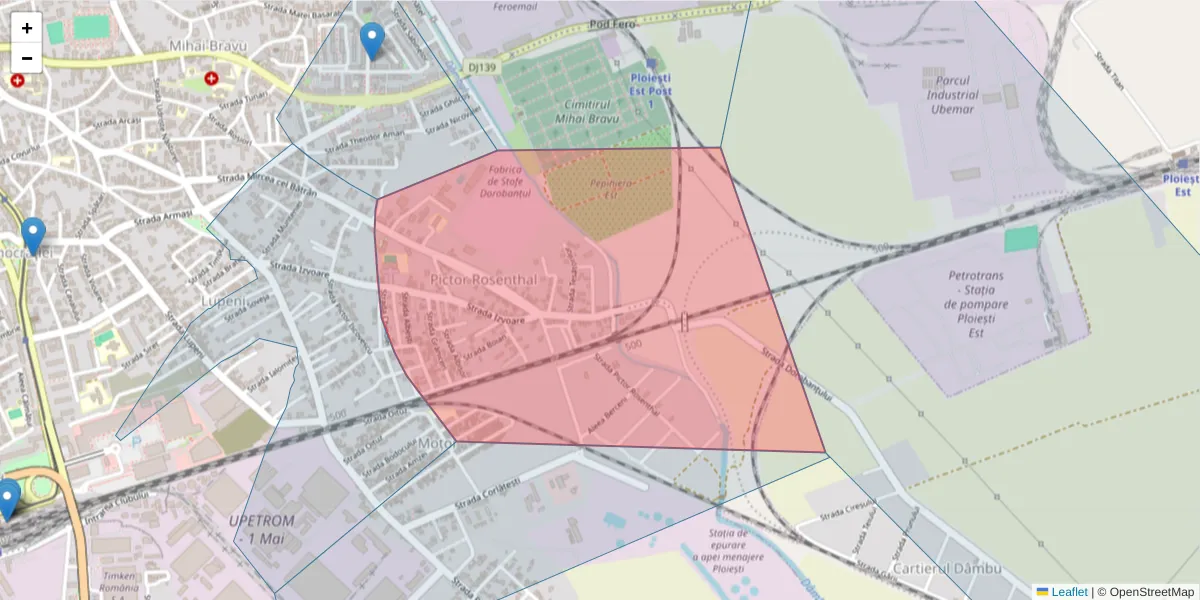 Hartă a codului poștal  și a codurilor poștale învecinate