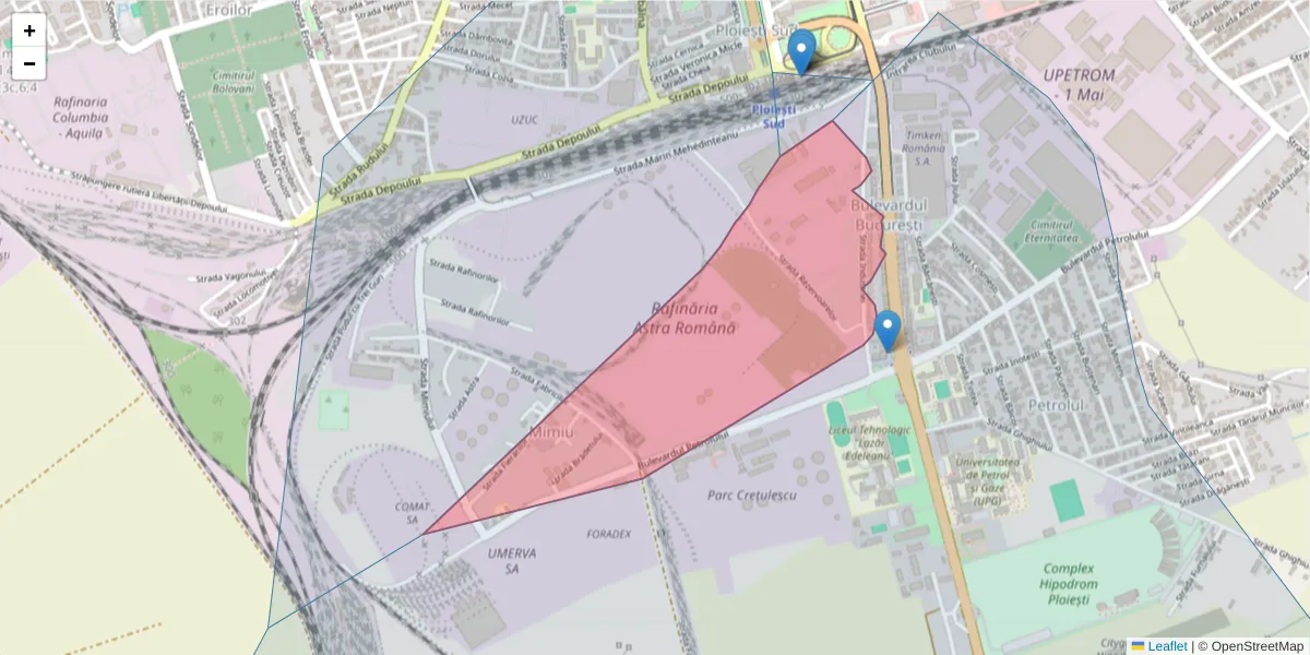 Hartă a codului poștal  și a codurilor poștale învecinate