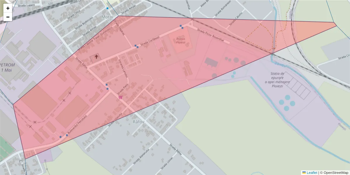 Hartă a codului poștal  și a codurilor poștale învecinate