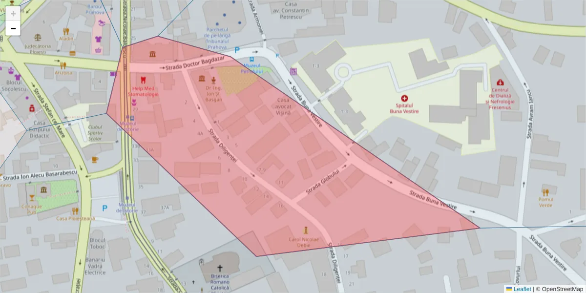 Hartă a codului poștal  și a codurilor poștale învecinate