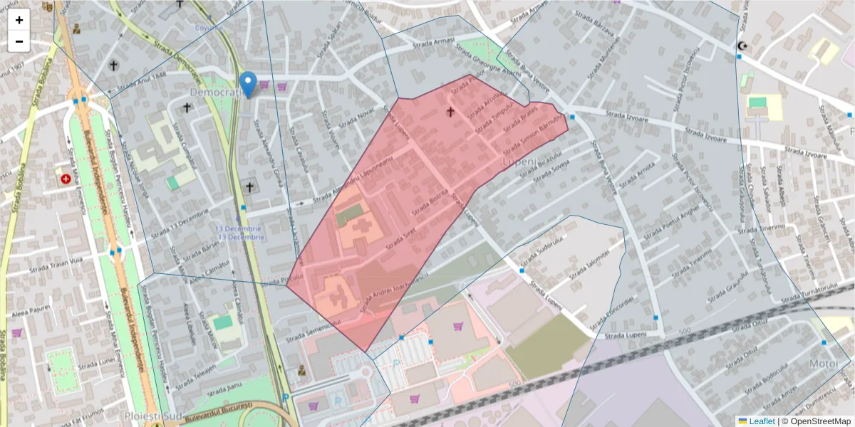 Hartă a codului poștal  și a codurilor poștale învecinate