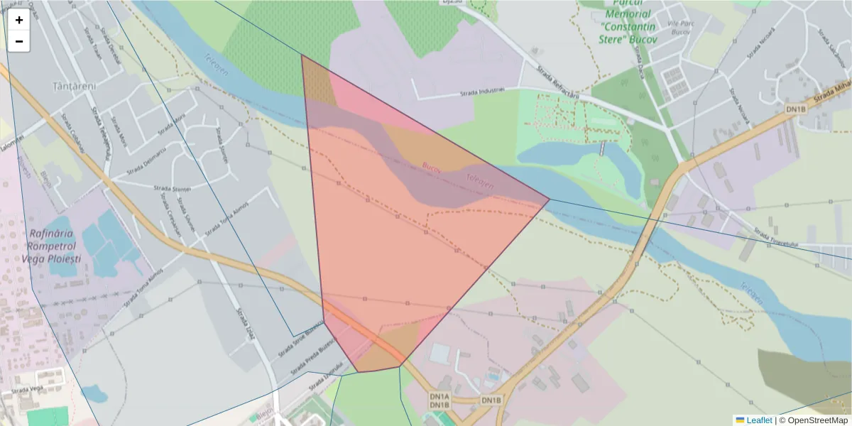 Hartă a codului poștal  și a codurilor poștale învecinate