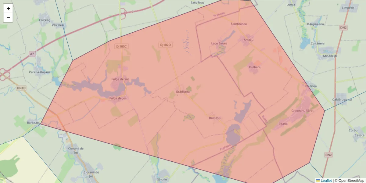 Hartă a codului poștal  și a codurilor poștale învecinate