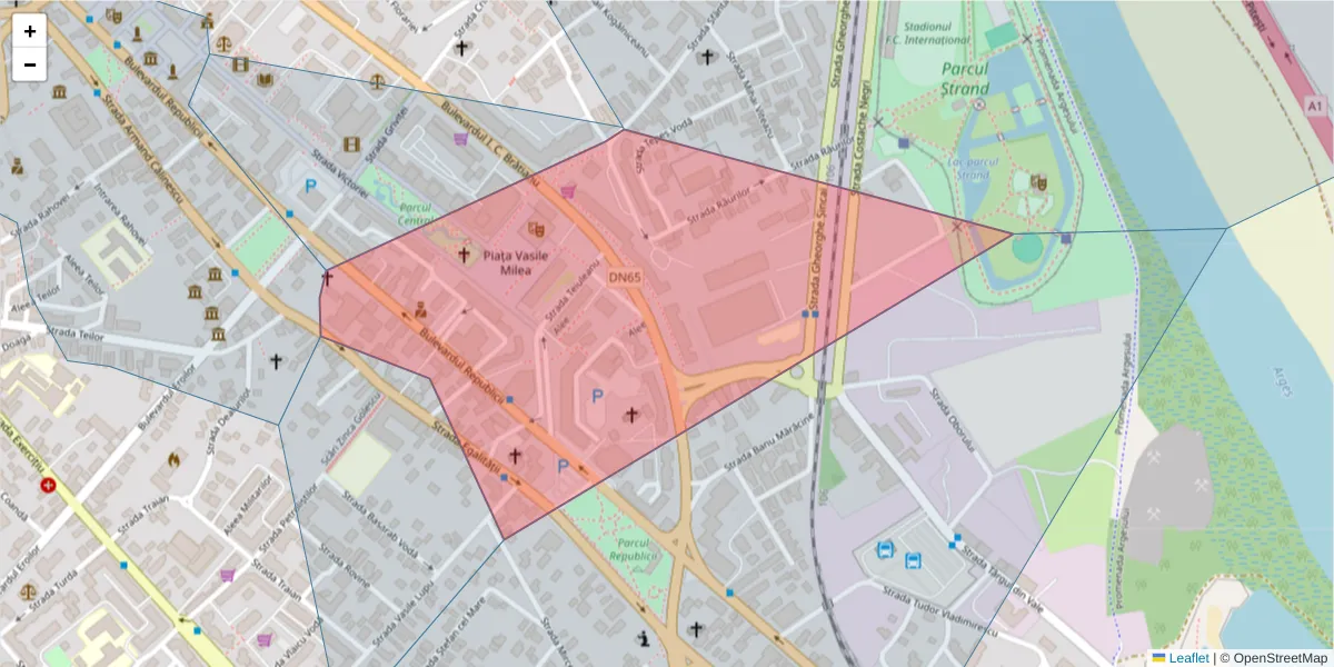 Hartă a codului poștal  și a codurilor poștale învecinate