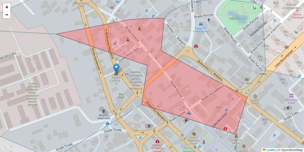 Hartă a codului poștal  și a codurilor poștale învecinate