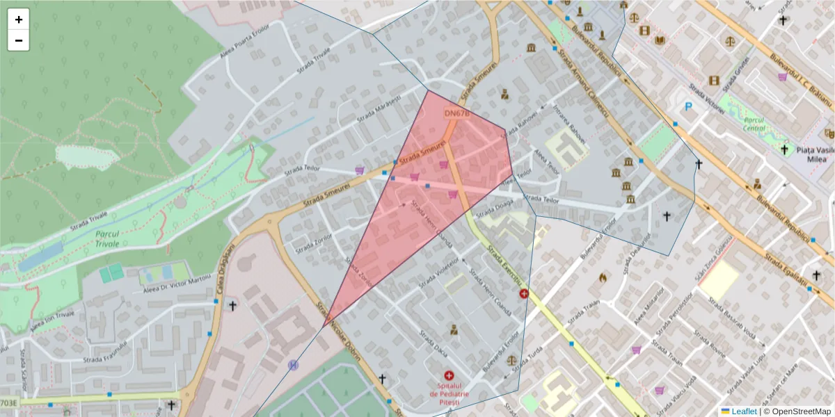 Hartă a codului poștal  și a codurilor poștale învecinate