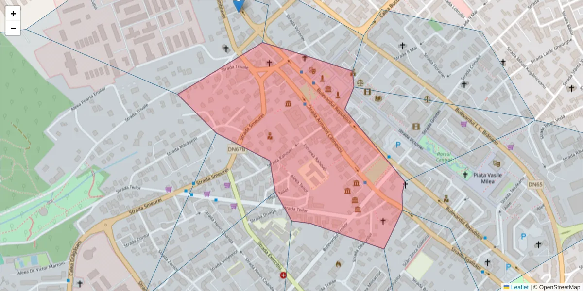 Hartă a codului poștal  și a codurilor poștale învecinate