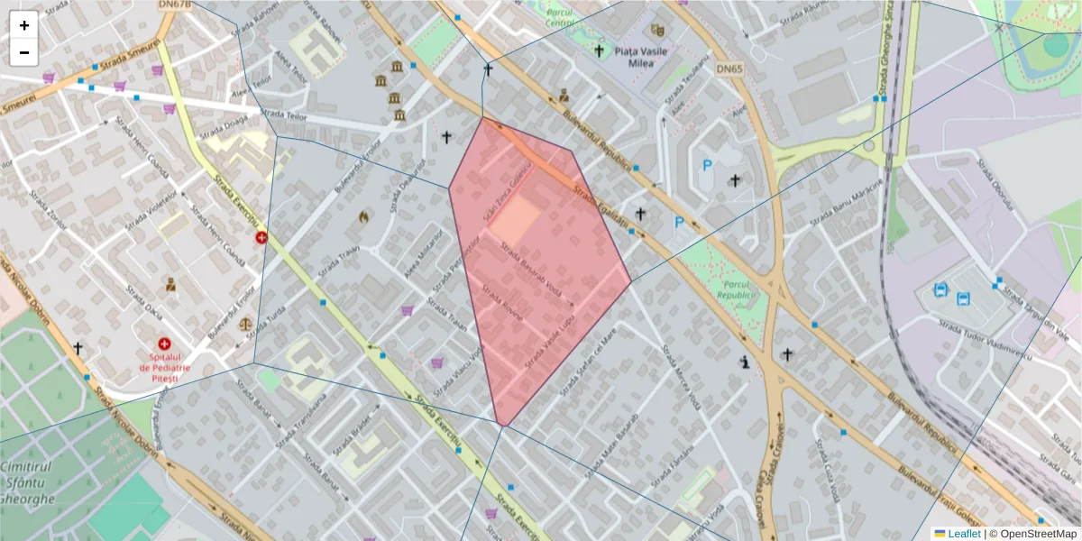 Hartă a codului poștal  și a codurilor poștale învecinate