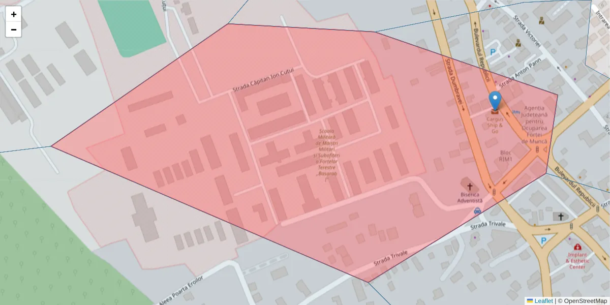 Hartă a codului poștal  și a codurilor poștale învecinate
