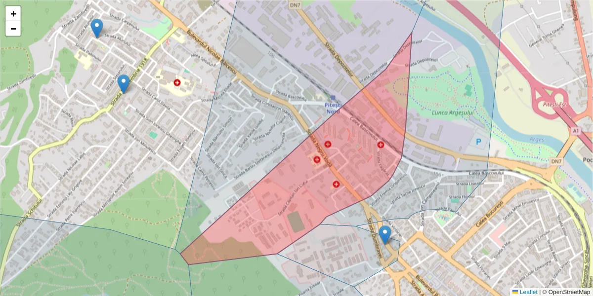 Hartă a codului poștal  și a codurilor poștale învecinate