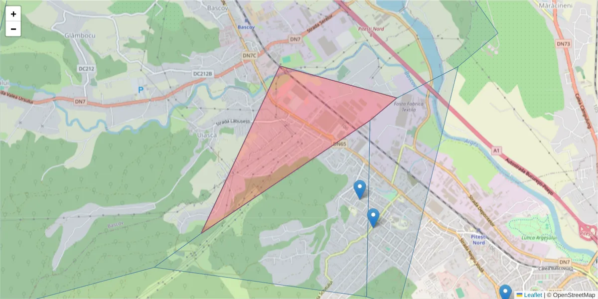 Hartă a codului poștal  și a codurilor poștale învecinate