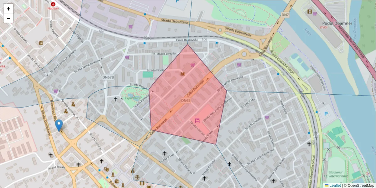 Hartă a codului poștal  și a codurilor poștale învecinate