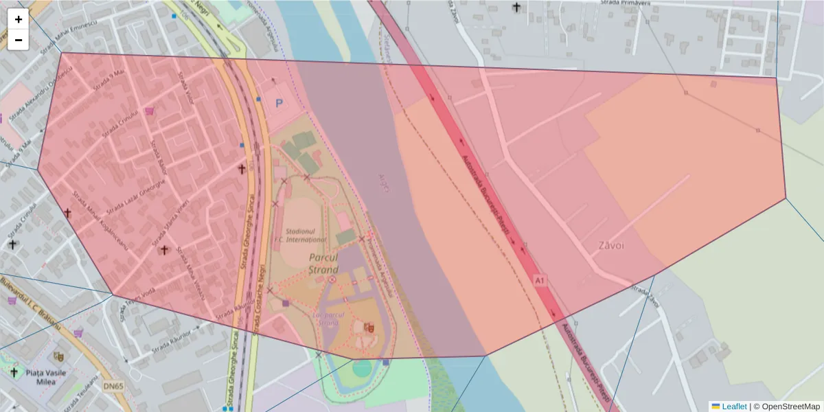 Hartă a codului poștal  și a codurilor poștale învecinate