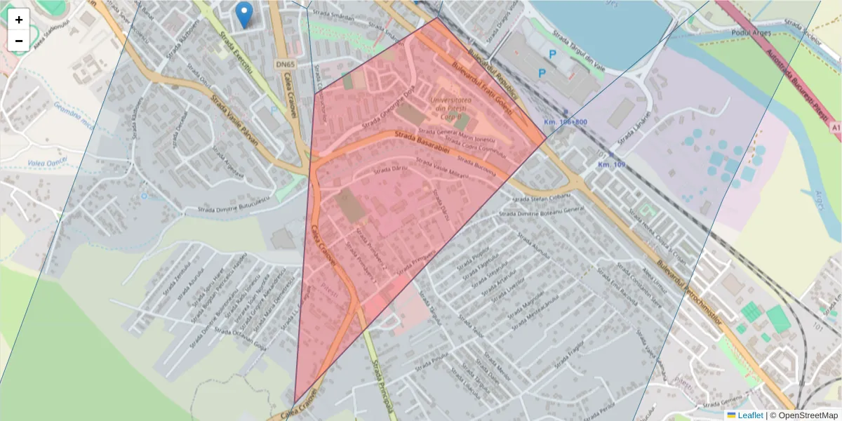 Hartă a codului poștal  și a codurilor poștale învecinate