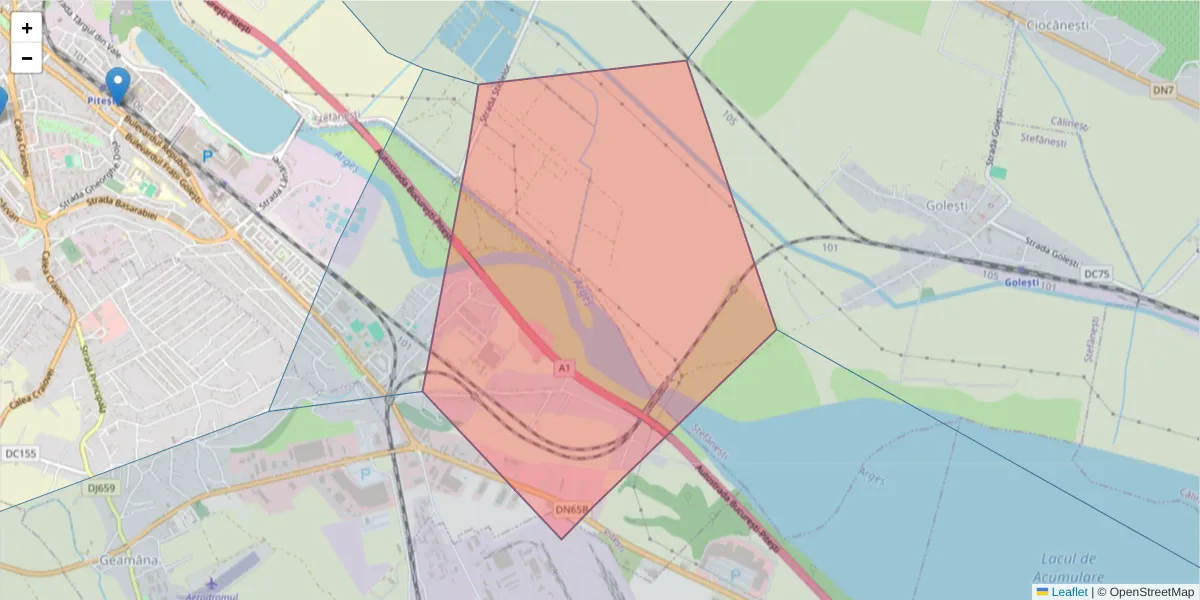 Hartă a codului poștal  și a codurilor poștale învecinate