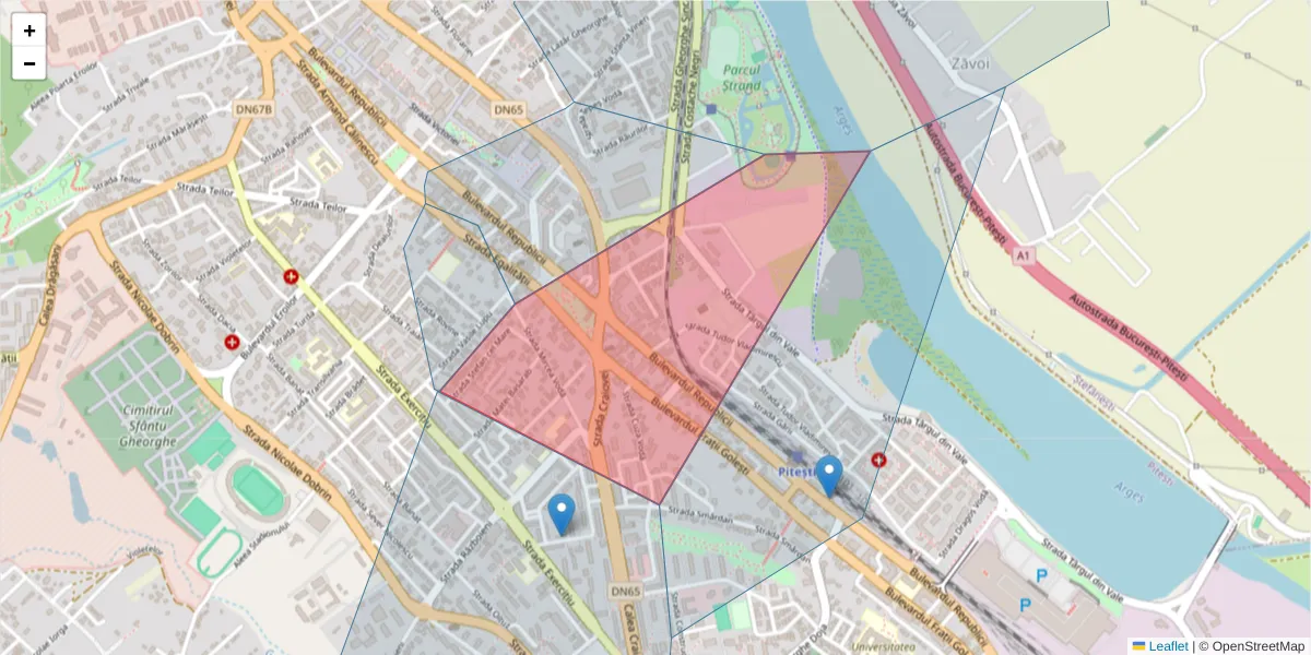 Hartă a codului poștal  și a codurilor poștale învecinate