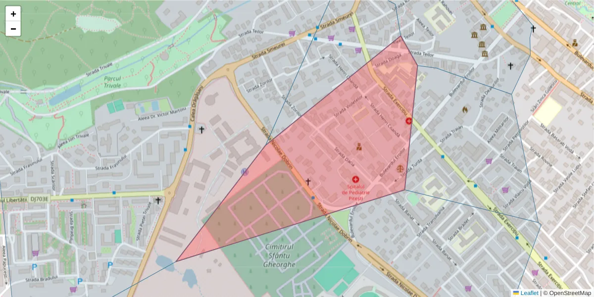 Hartă a codului poștal  și a codurilor poștale învecinate