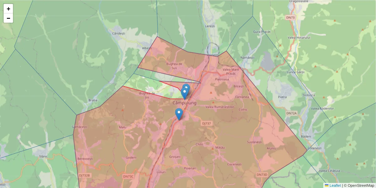 Hartă a codului poștal  și a codurilor poștale învecinate