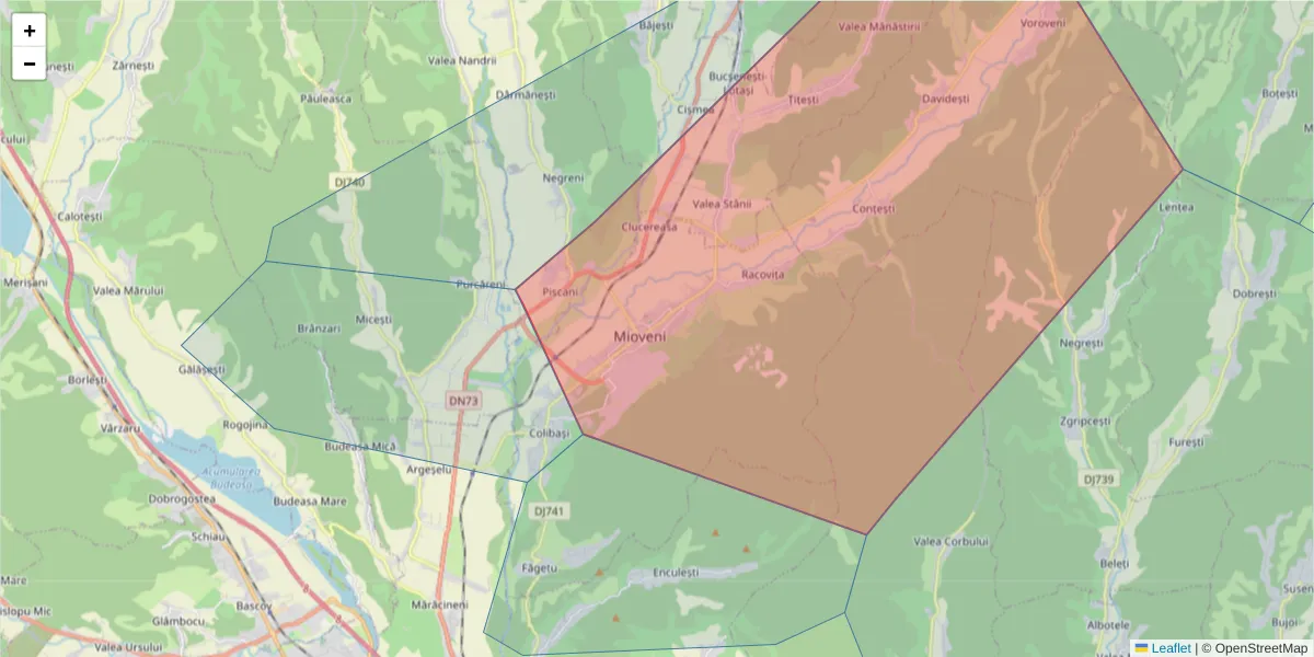 Hartă a codului poștal  și a codurilor poștale învecinate