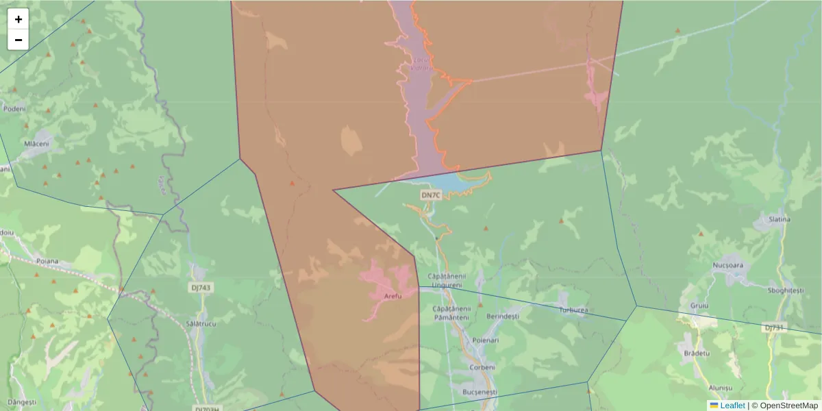 Hartă a codului poștal  și a codurilor poștale învecinate