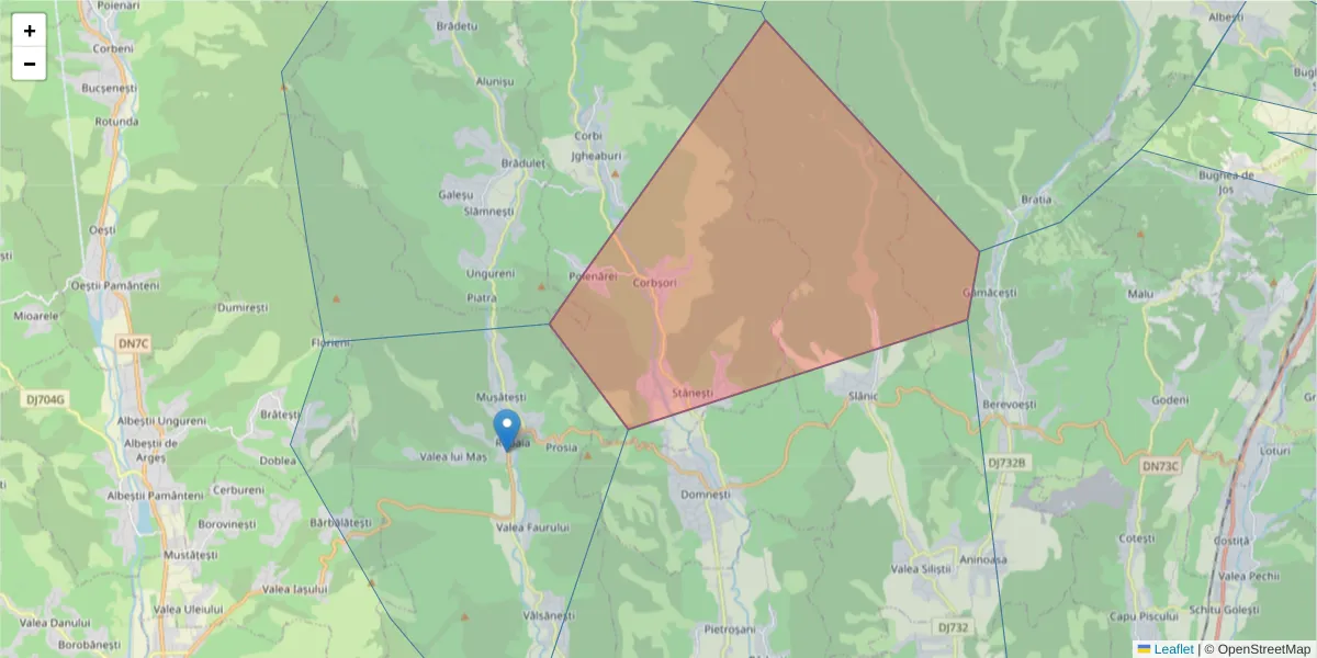 Hartă a codului poștal  și a codurilor poștale învecinate