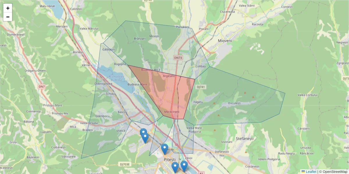 Hartă a codului poștal  și a codurilor poștale învecinate