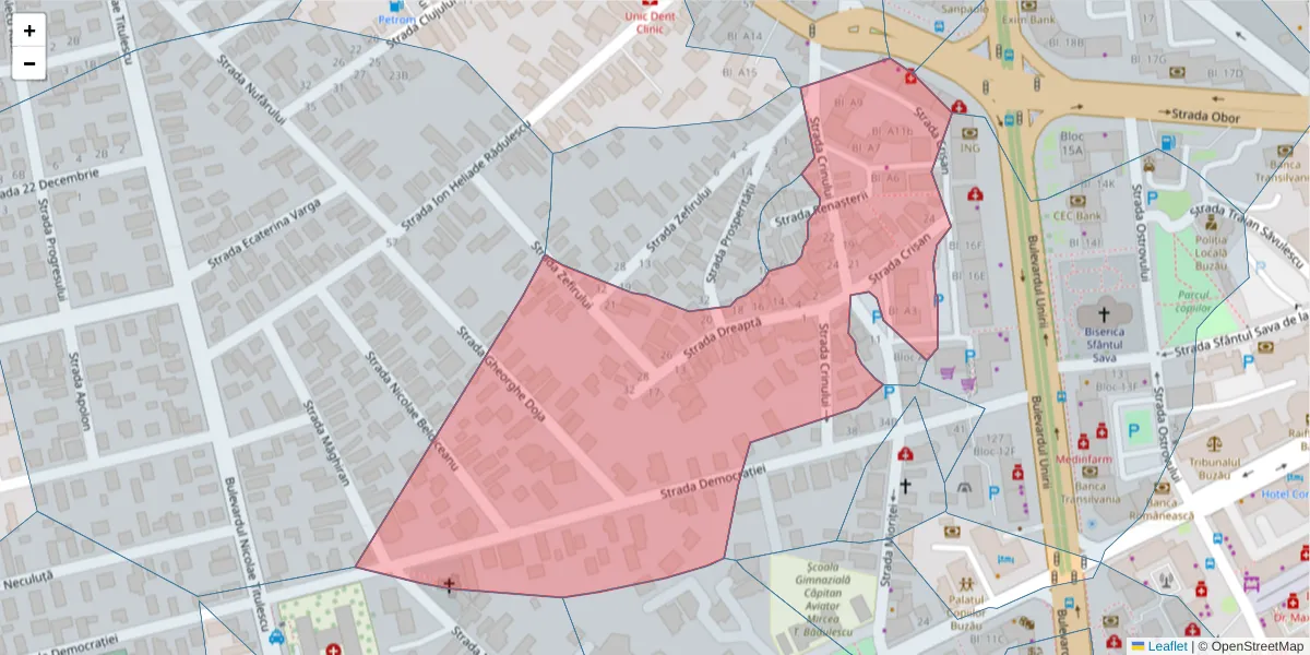 Hartă a codului poștal  și a codurilor poștale învecinate