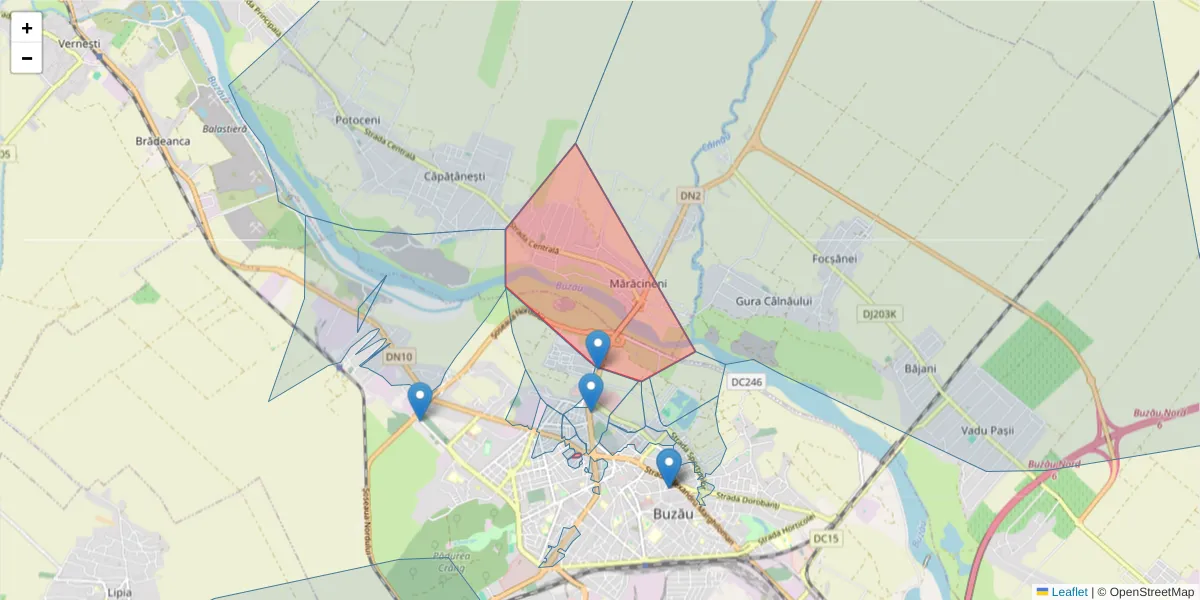 Hartă a codului poștal  și a codurilor poștale învecinate