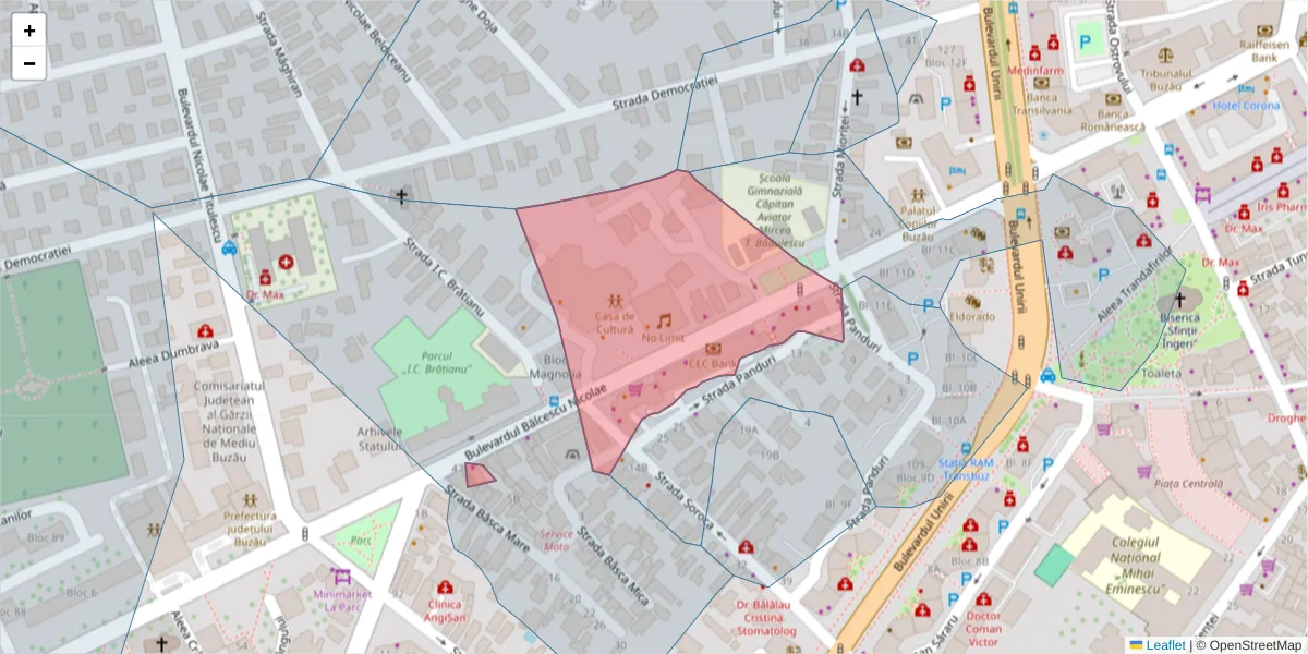 Hartă a codului poștal  și a codurilor poștale învecinate