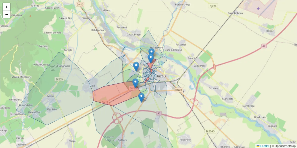 Hartă a codului poștal  și a codurilor poștale învecinate