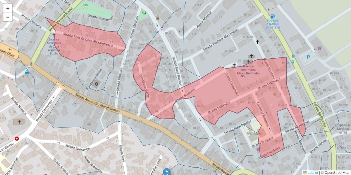 Hartă a codului poștal  și a codurilor poștale învecinate