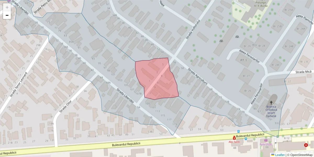 Hartă a codului poștal  și a codurilor poștale învecinate