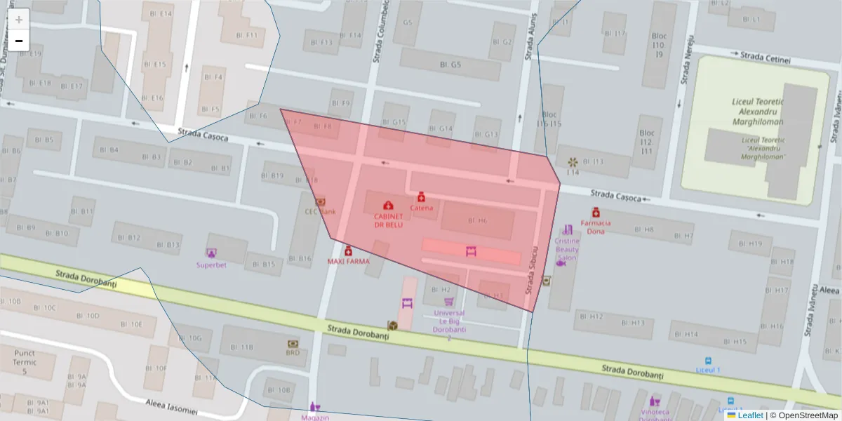 Hartă a codului poștal  și a codurilor poștale învecinate