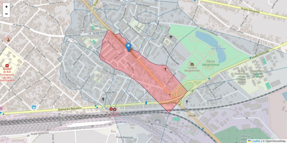 Hartă a codului poștal  și a codurilor poștale învecinate