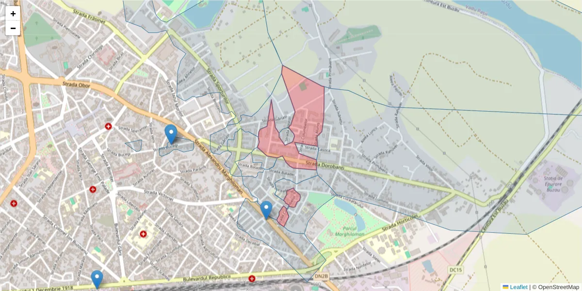 Hartă a codului poștal  și a codurilor poștale învecinate