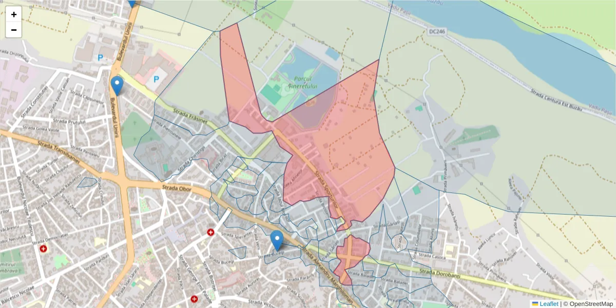 Hartă a codului poștal  și a codurilor poștale învecinate