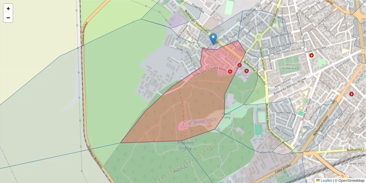 Hartă a codului poștal  și a codurilor poștale învecinate