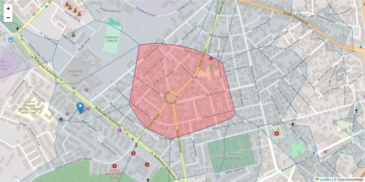 Hartă a codului poștal  și a codurilor poștale învecinate