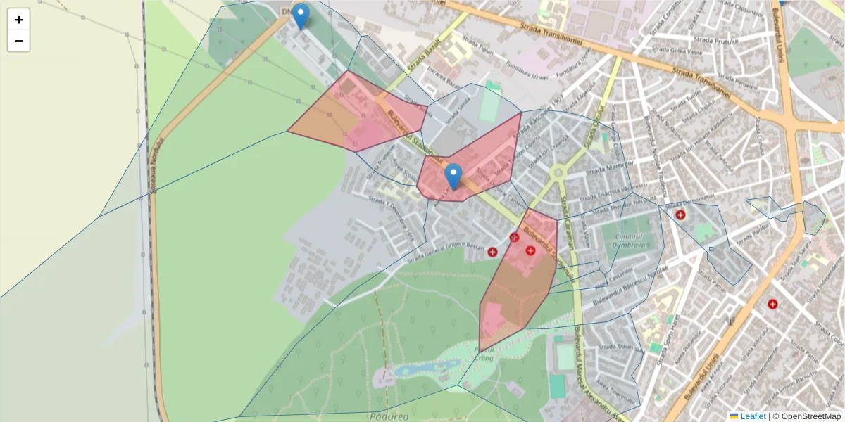 Hartă a codului poștal  și a codurilor poștale învecinate