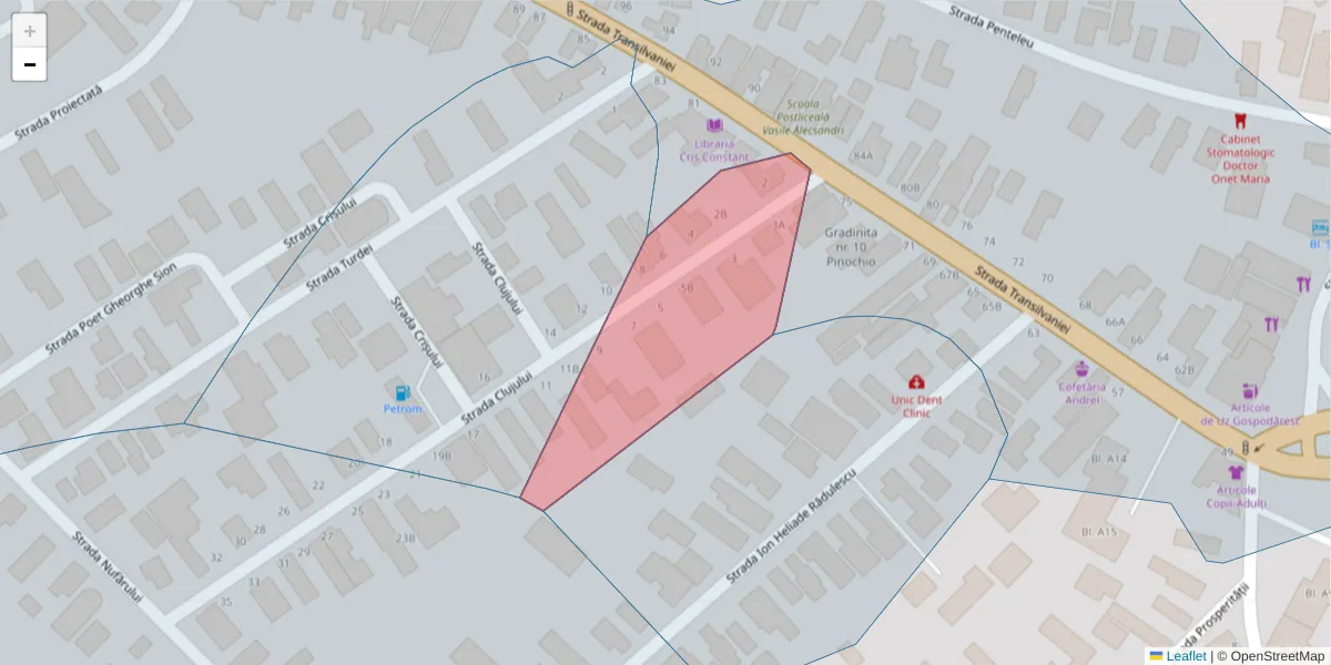 Hartă a codului poștal  și a codurilor poștale învecinate