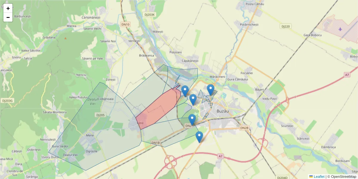 Hartă a codului poștal  și a codurilor poștale învecinate