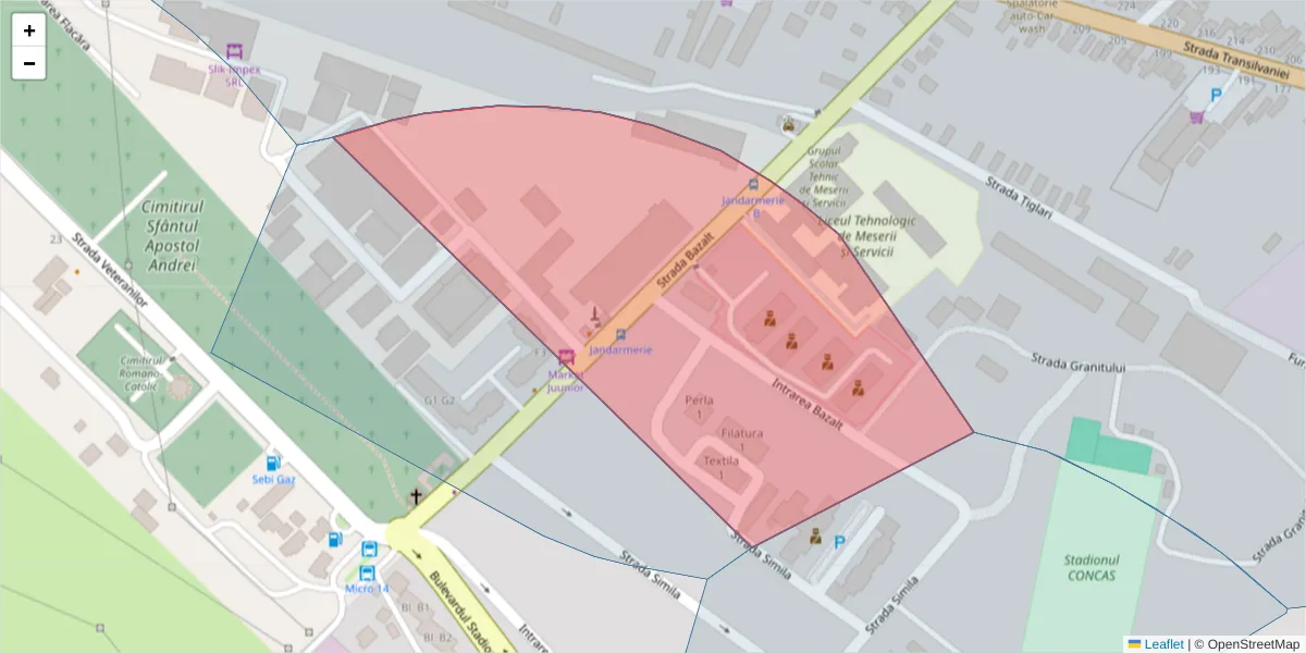 Hartă a codului poștal  și a codurilor poștale învecinate