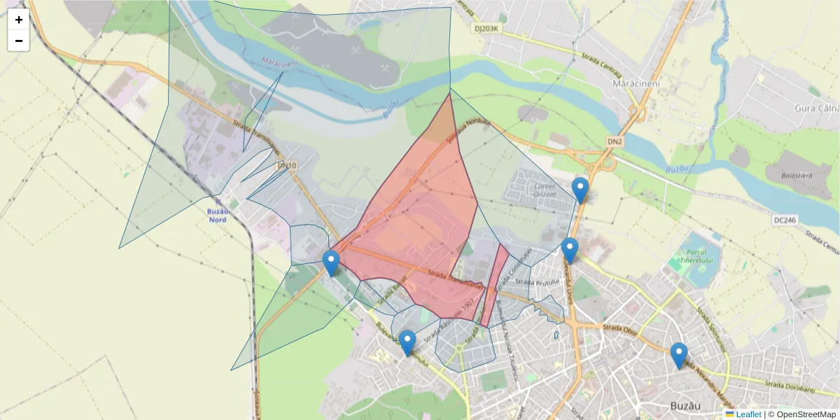 Hartă a codului poștal  și a codurilor poștale învecinate