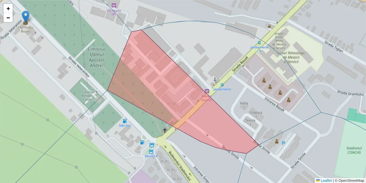 Hartă a codului poștal  și a codurilor poștale învecinate