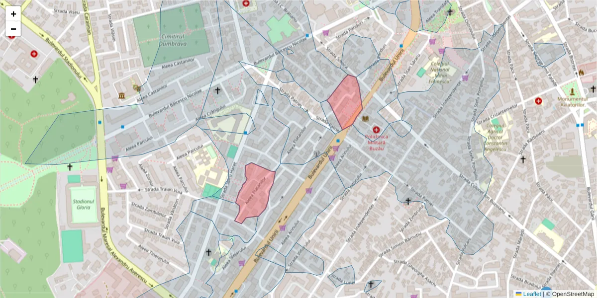 Hartă a codului poștal  și a codurilor poștale învecinate