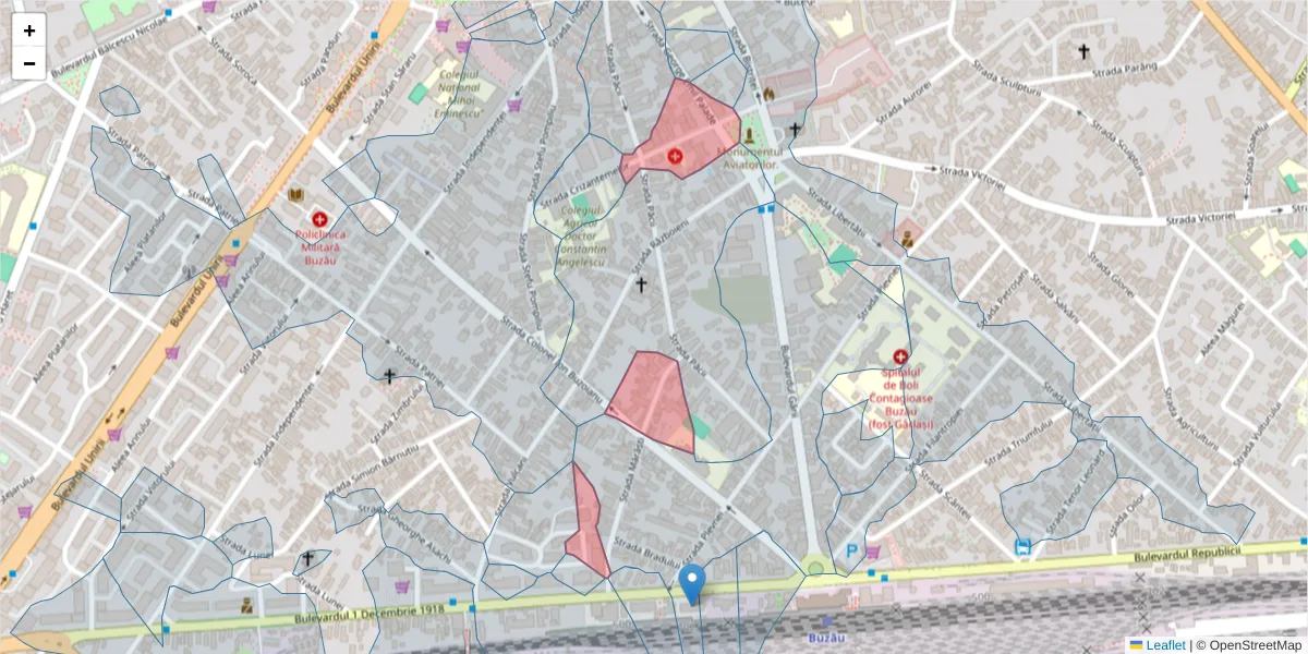 Hartă a codului poștal  și a codurilor poștale învecinate