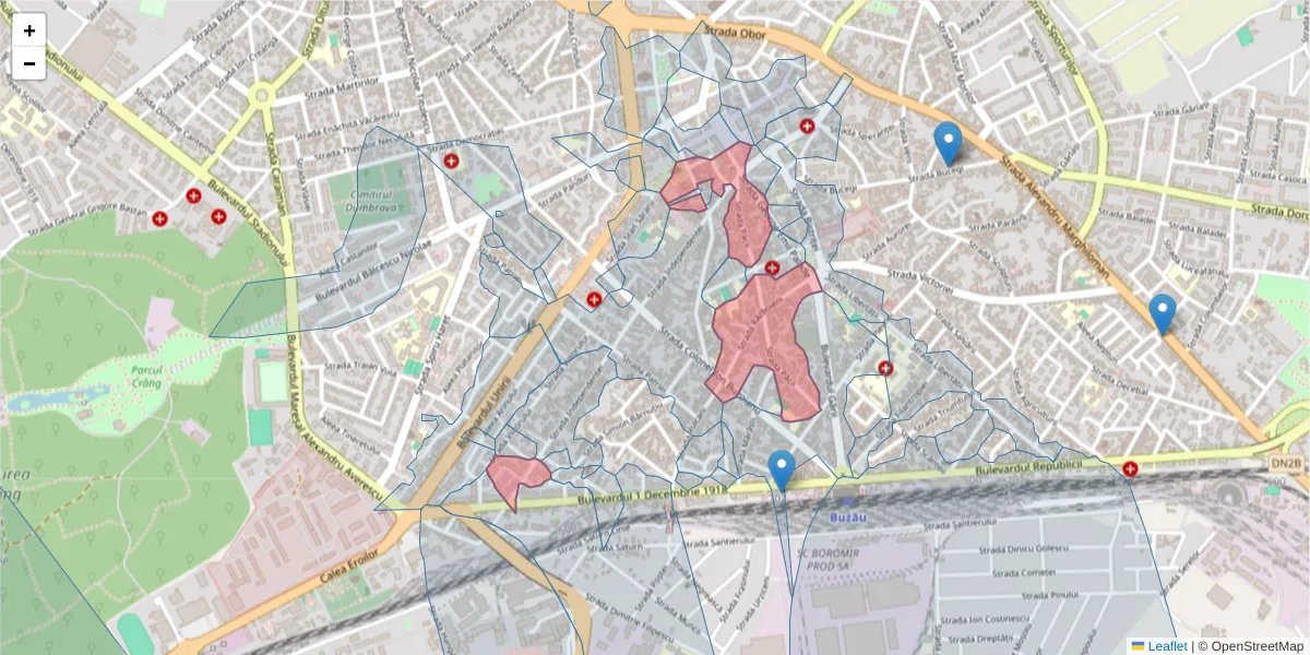 Hartă a codului poștal  și a codurilor poștale învecinate