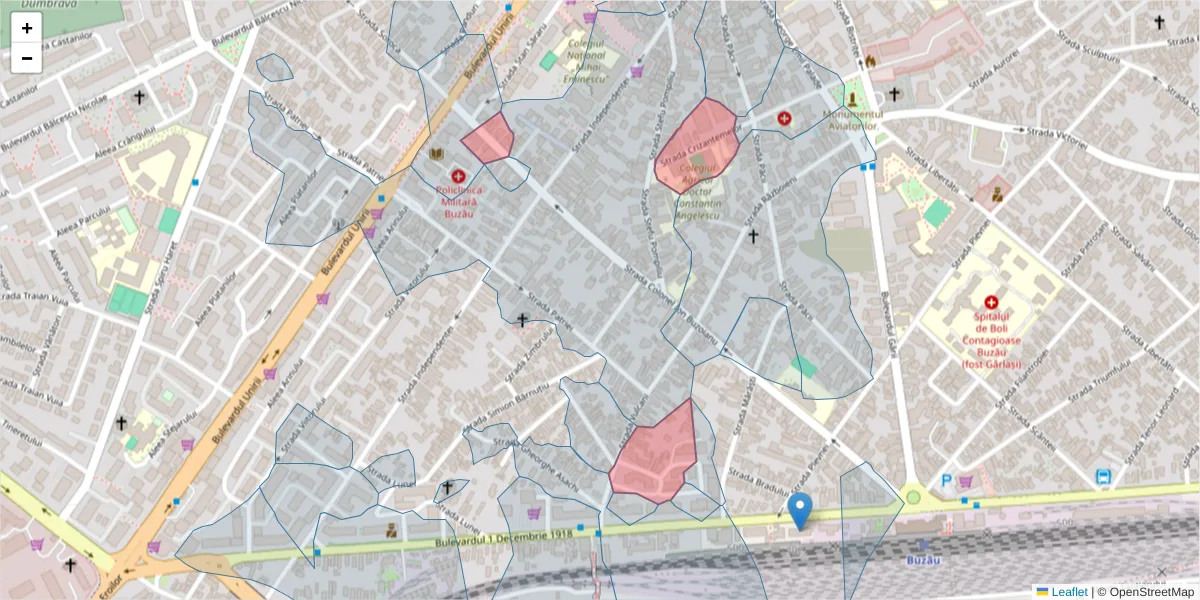 Hartă a codului poștal  și a codurilor poștale învecinate